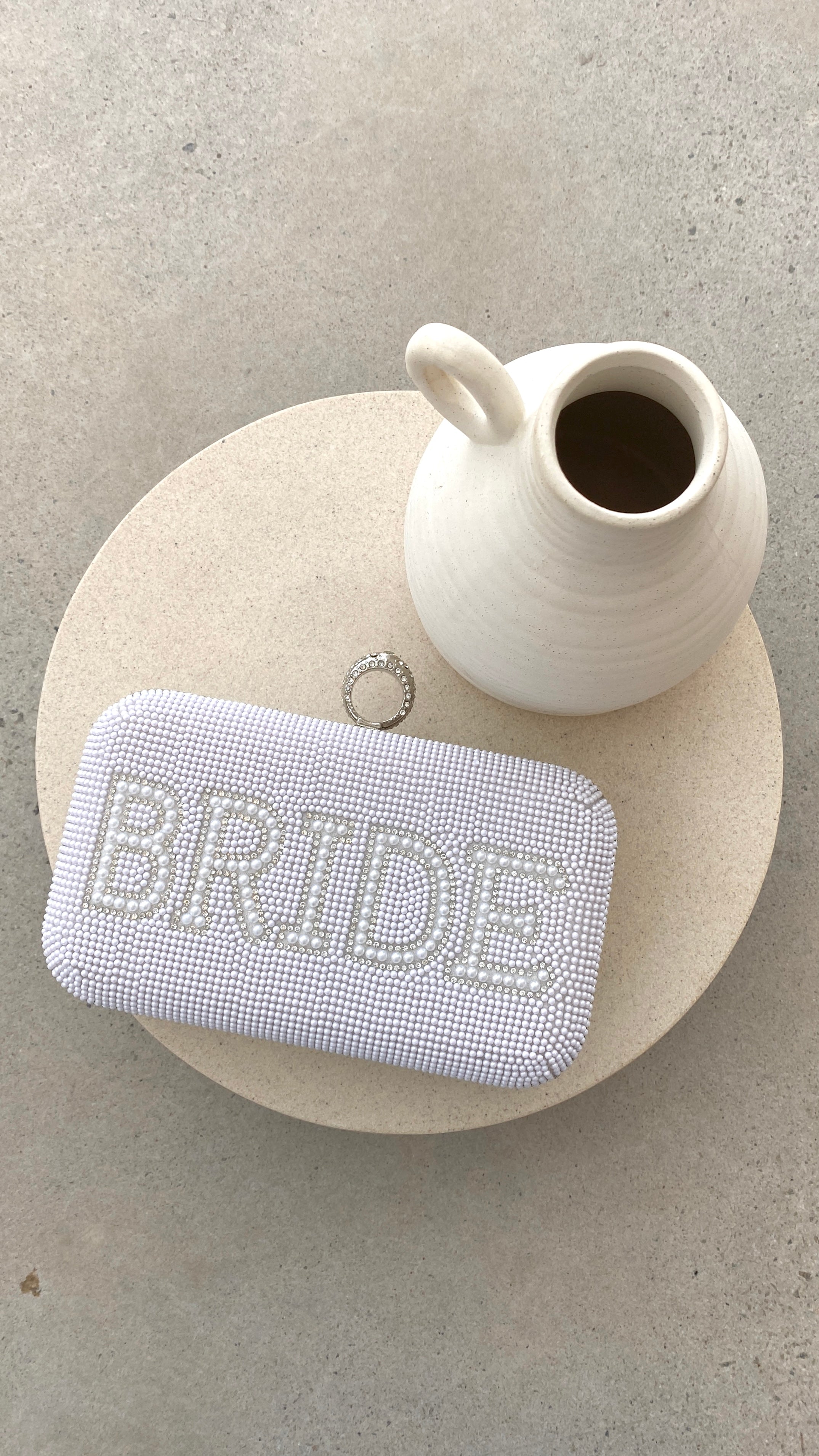 Bride To Be Sequin Clutch - White/Silver-ROVOLE
