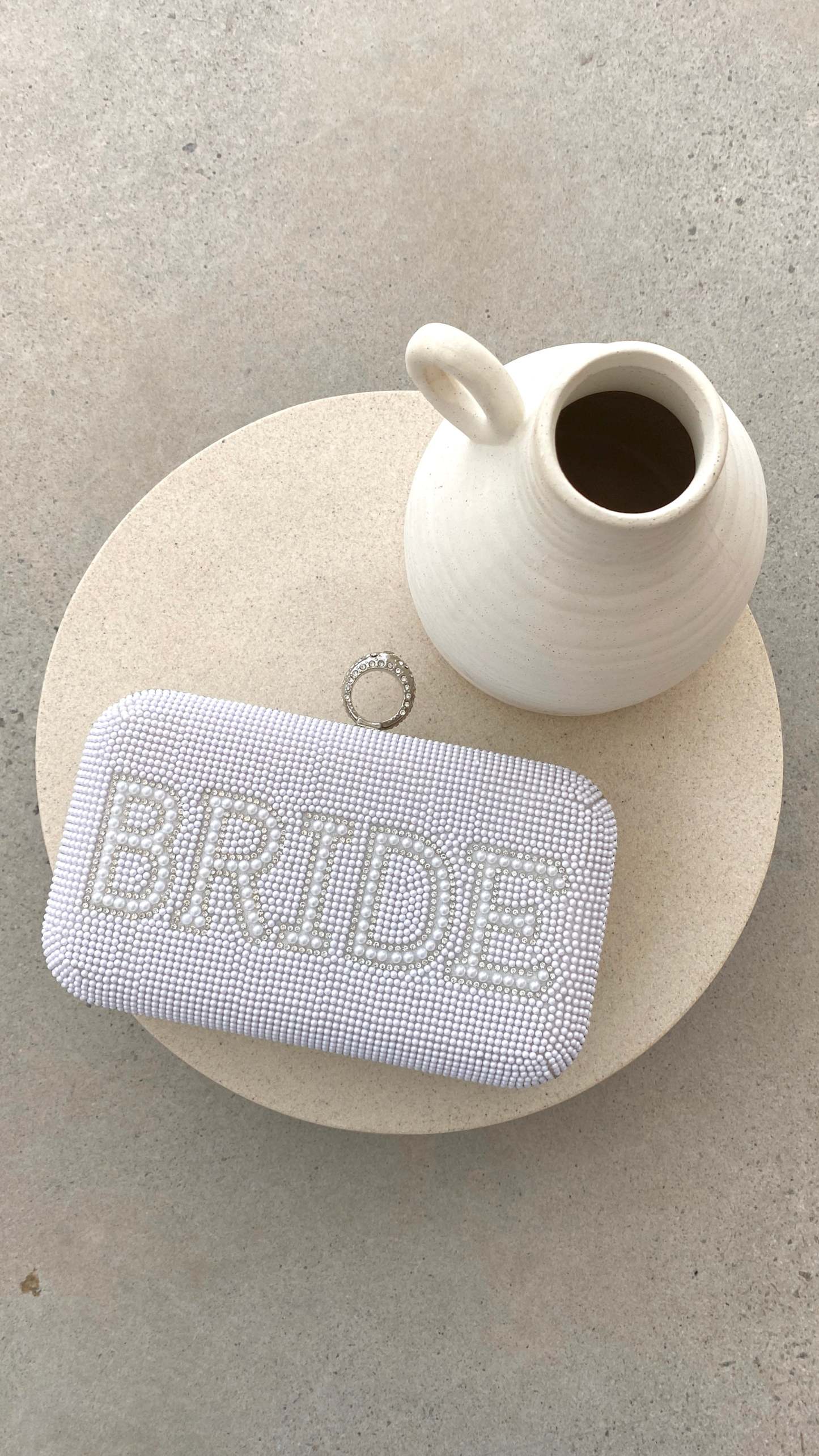 Bride To Be Sequin Clutch - White/Silver-ROVOLE