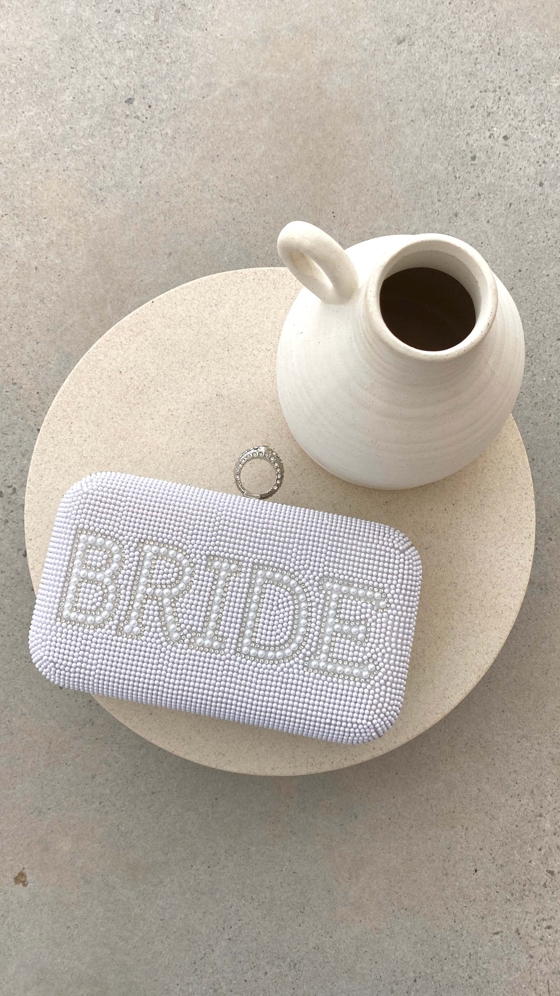 Bride To Be Sequin Clutch - White/Silver-ROVOLE