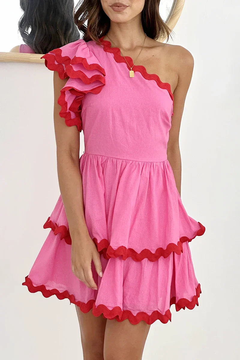 Daisuke Mini Dress - Pink / Red-ROVOLE