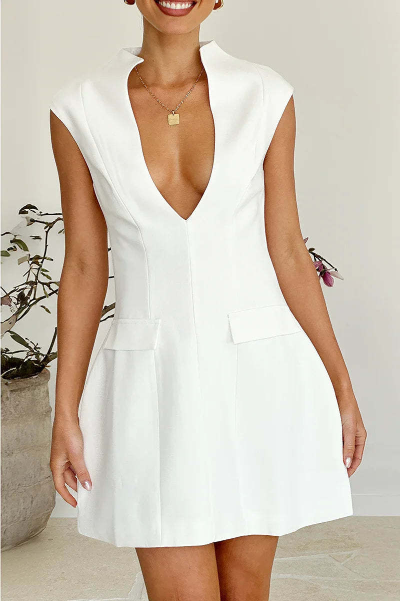 Tahiya Mini Dress - White-ROVOLE