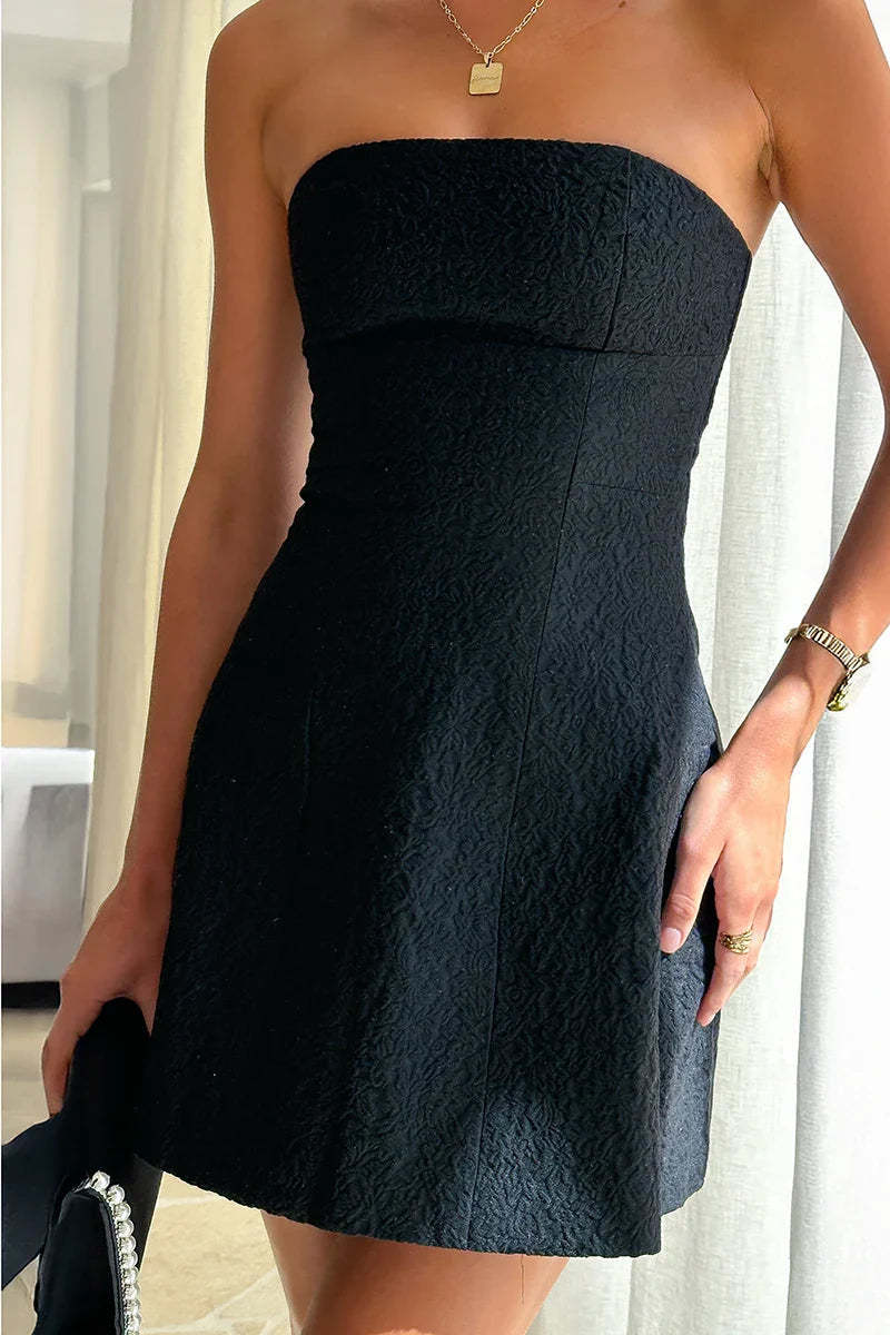 Evelyn Mini Dress - Black-ROVOLE