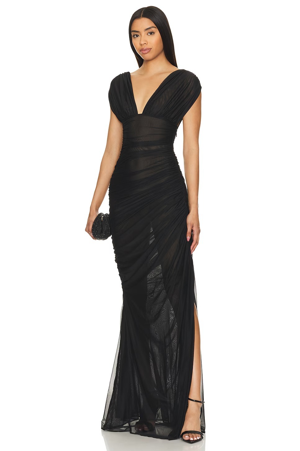 Pleated Black Maxi Dress