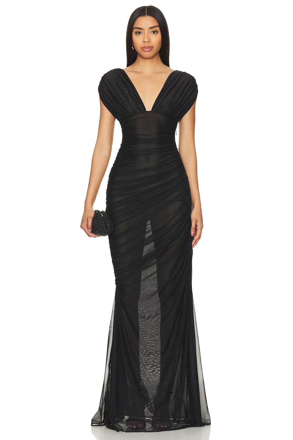 Pleated Black Maxi Dress