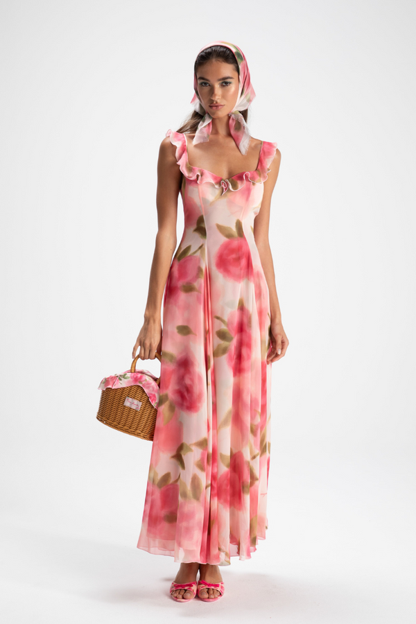 Renée Floral Ruffle Maxi Dress-ROVOLE