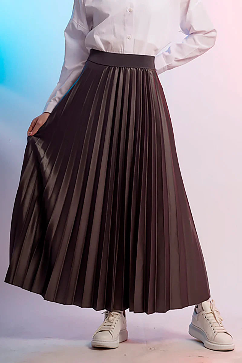 Reversible Two-way Pleated Midi Skirt-ROVOLE