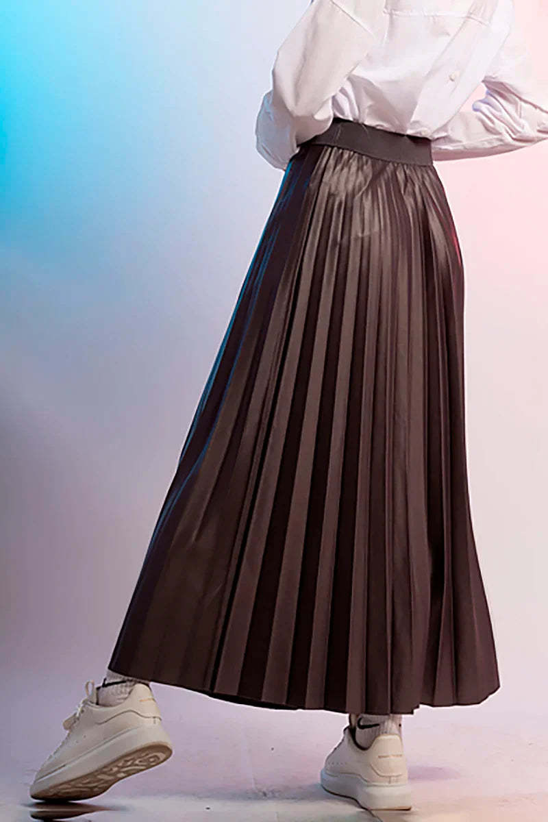 Reversible Two-way Pleated Midi Skirt-ROVOLE