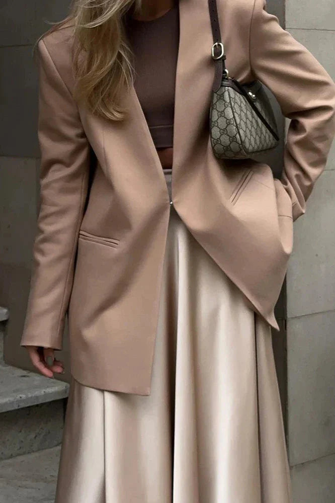 Aubrey Satin Midi Skirt-ROVOLE