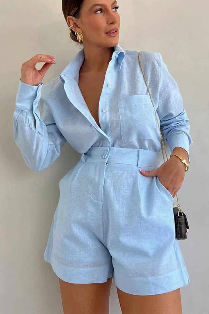 Senela - Cotton linen blend two piece set-ROVOLE