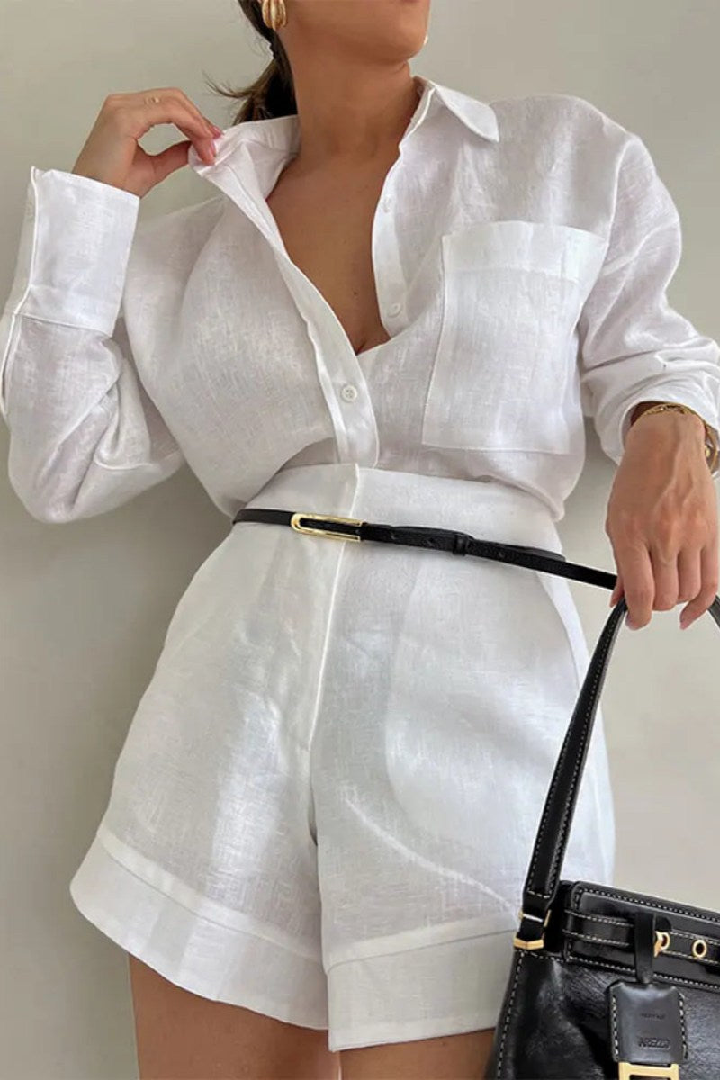 Senela - Cotton linen blend two piece set-ROVOLE