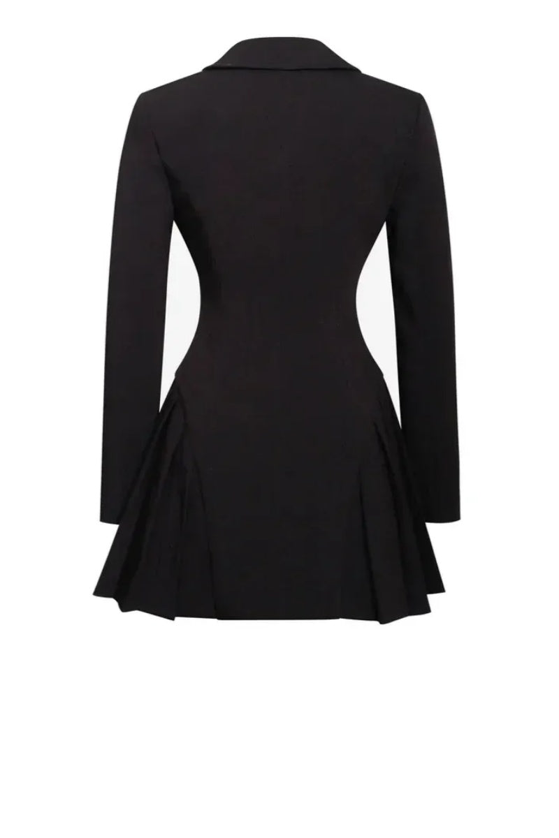 Ria Black Blazer Mini Dress-ROVOLE