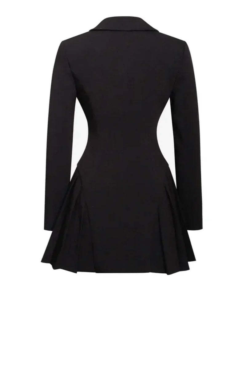 Ria Black Blazer Mini Dress-ROVOLE