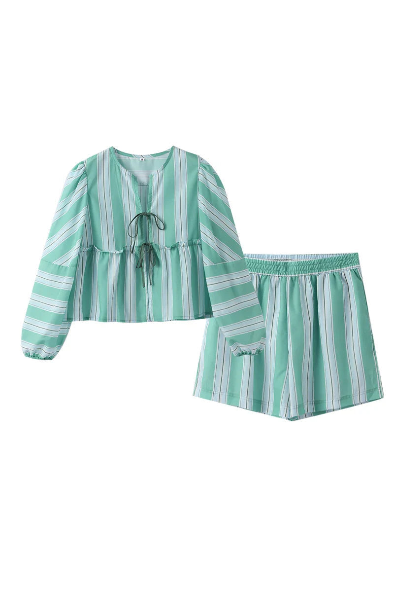 Stripes Shorts & Blouse-ROVOLE