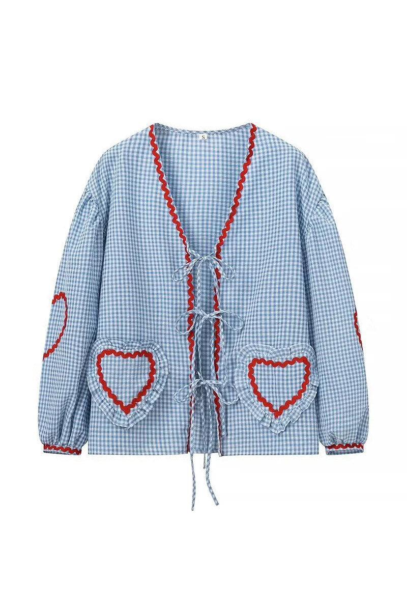 Hearts Long Sleeves Blouse-ROVOLE