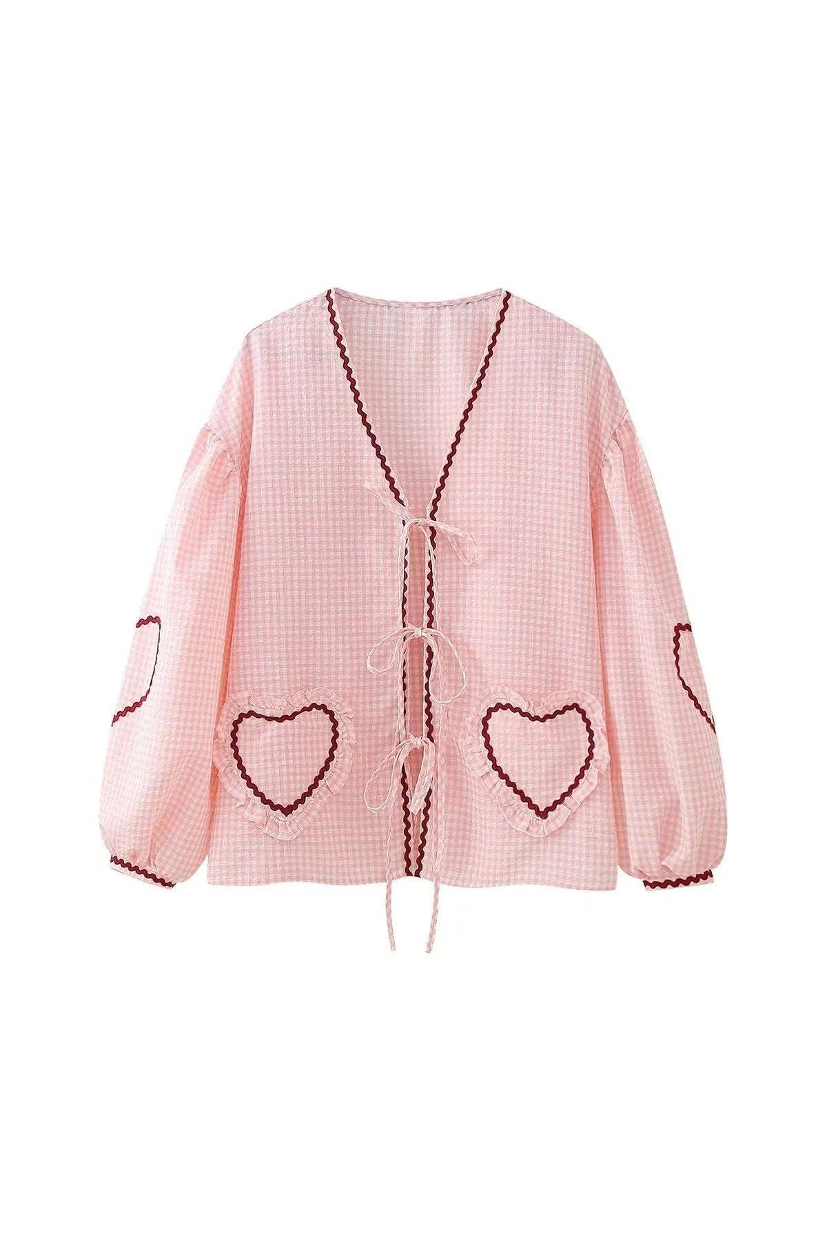 Hearts Long Sleeves Blouse-ROVOLE