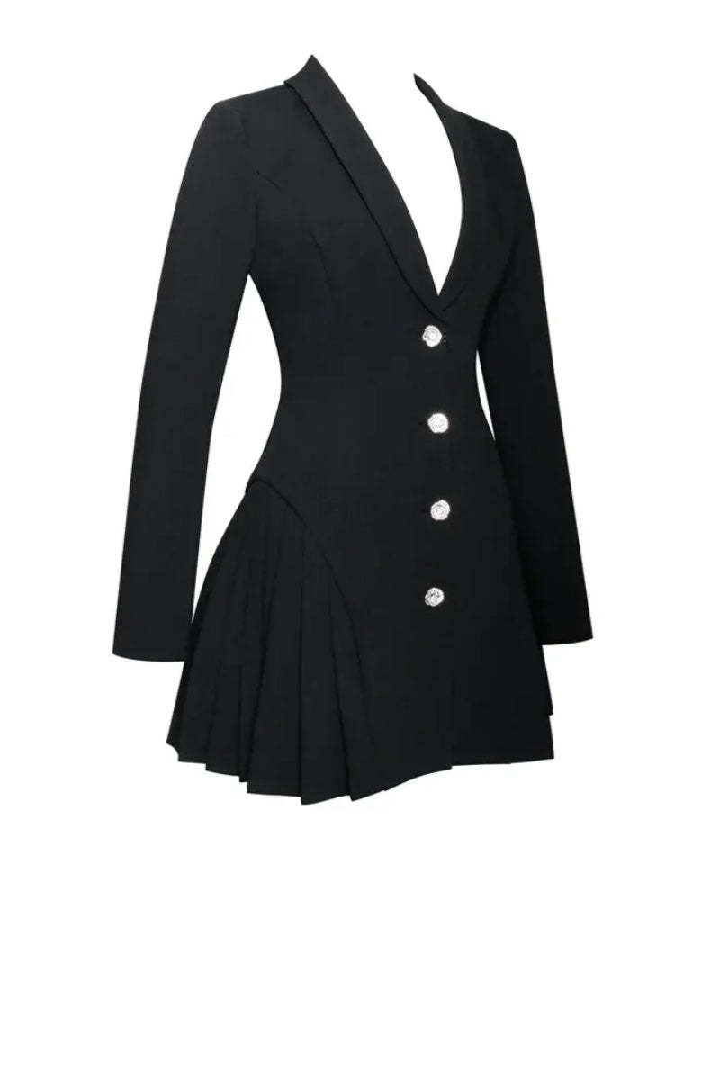 Ria Black Blazer Mini Dress-ROVOLE
