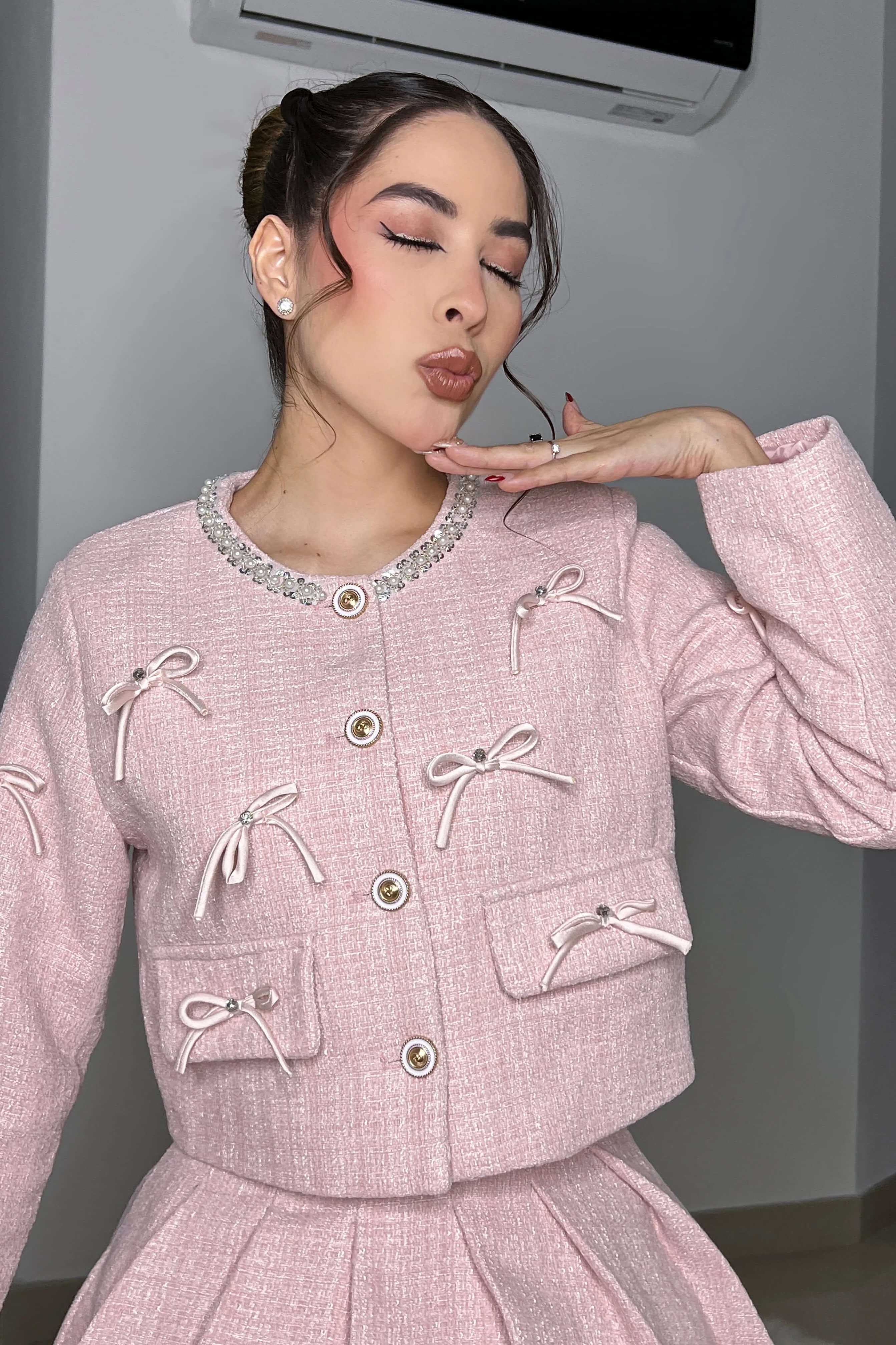 French Chanel Style Braided Bow Skirt Set-ROVOLE