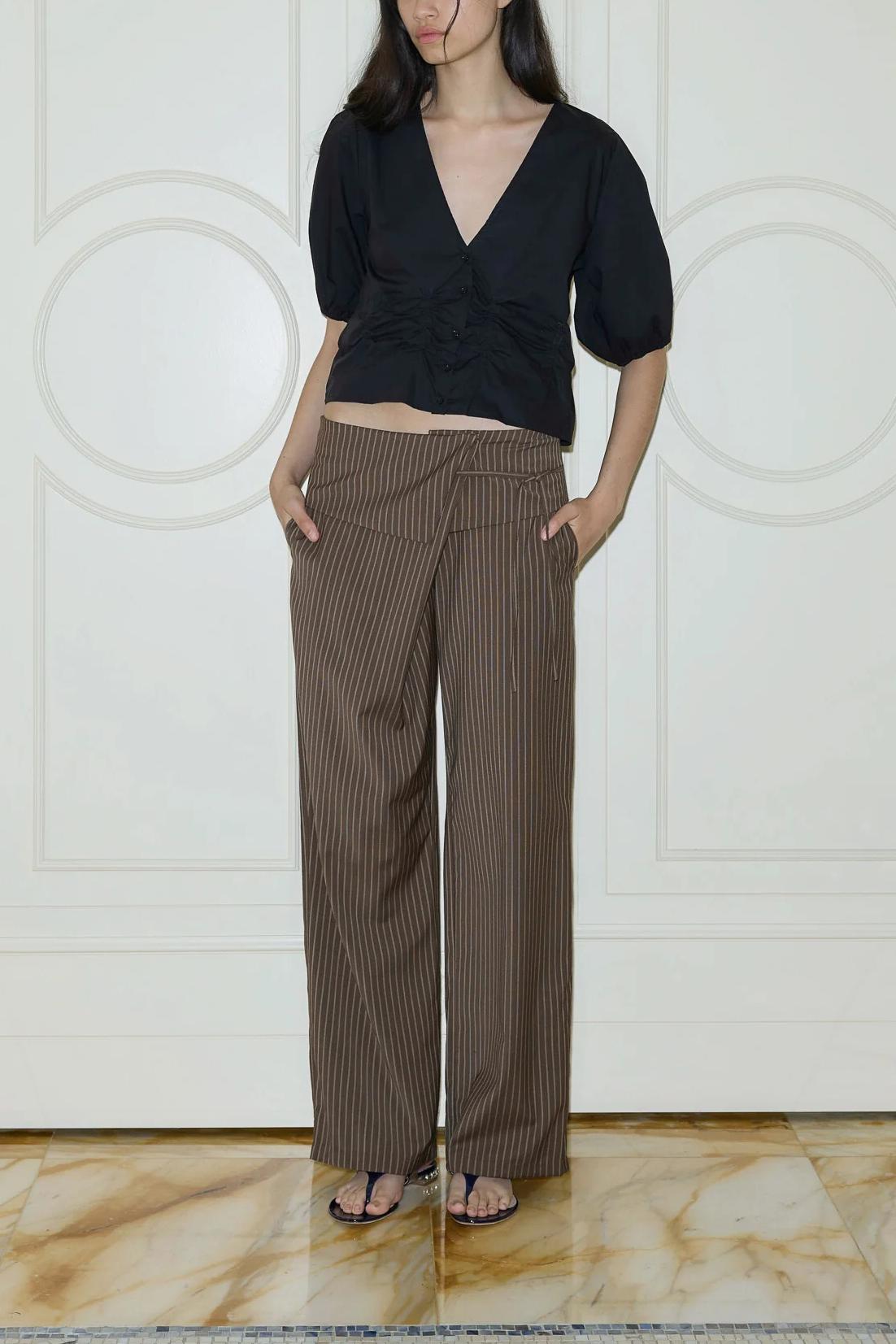 Folded Stripe Pants-ROVOLE