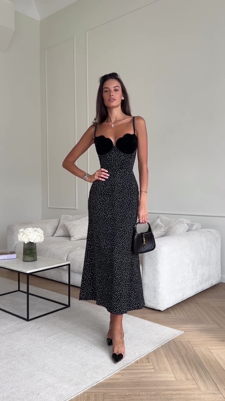 Resort polka dot long dress