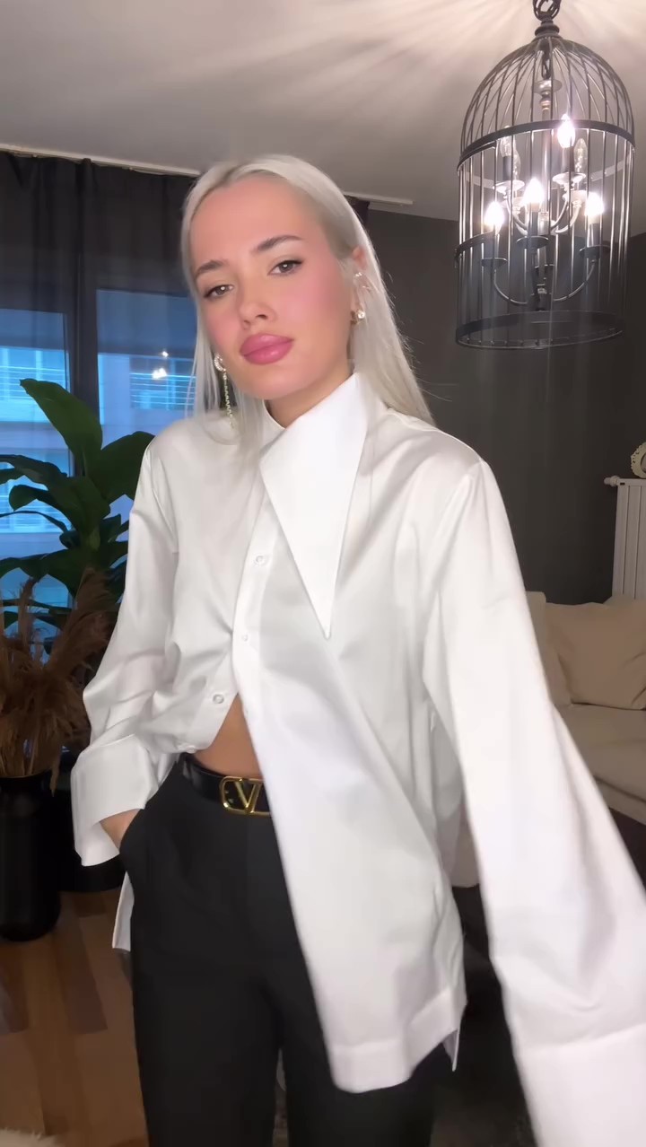 Designer Chic Asymmetric Collar Shirt-ROVOLE