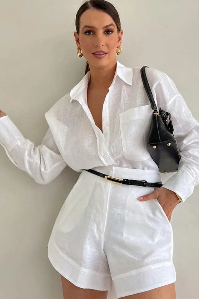 Senela - Cotton linen blend two piece set-ROVOLE