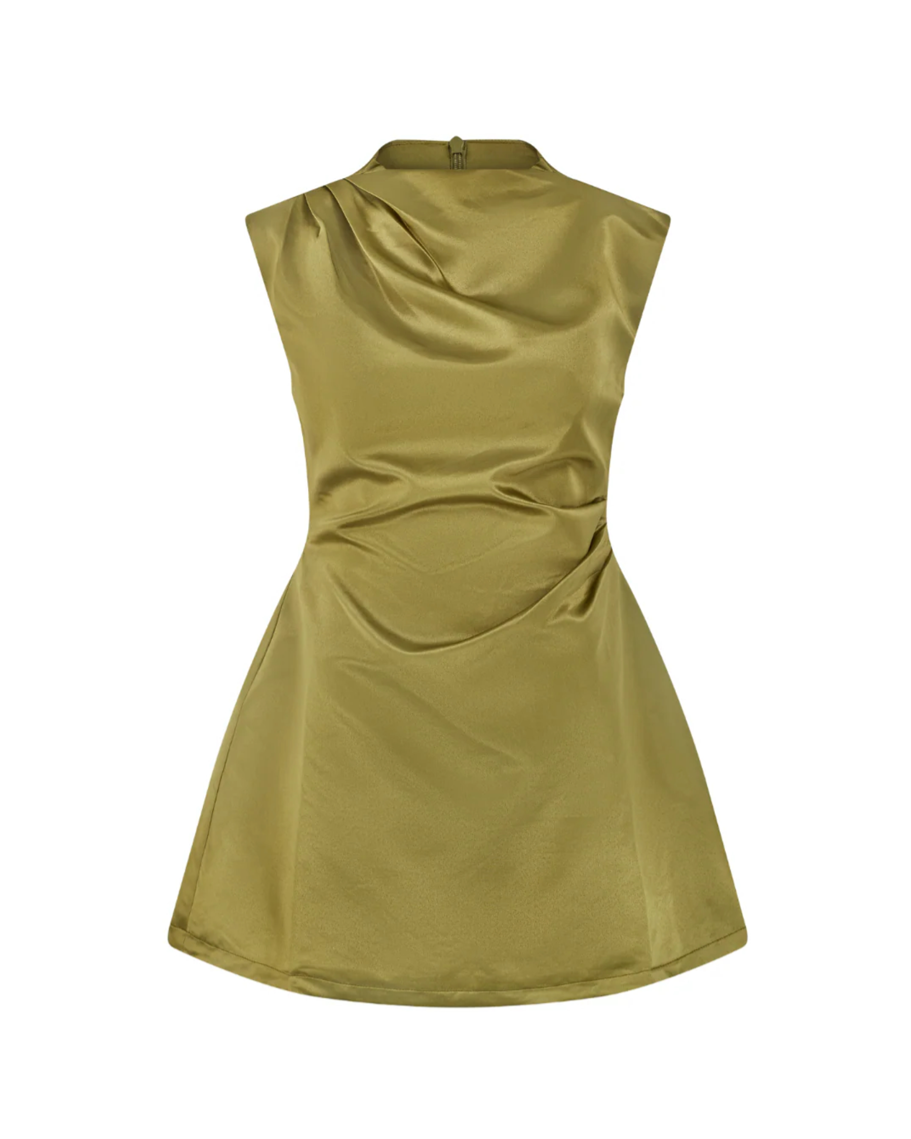 Satin Straight Neck Mini Dress