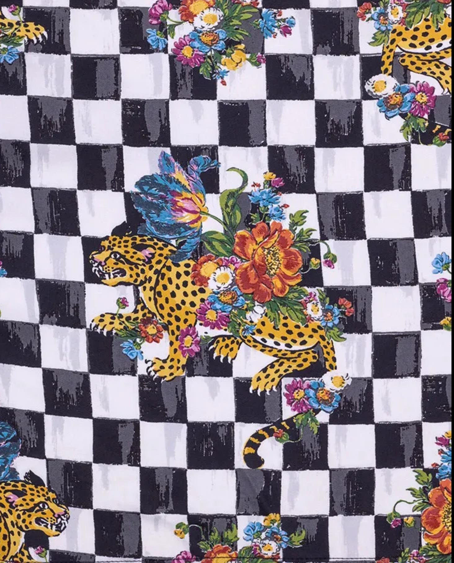 Checkered Leopard Floral Print Pajama Set