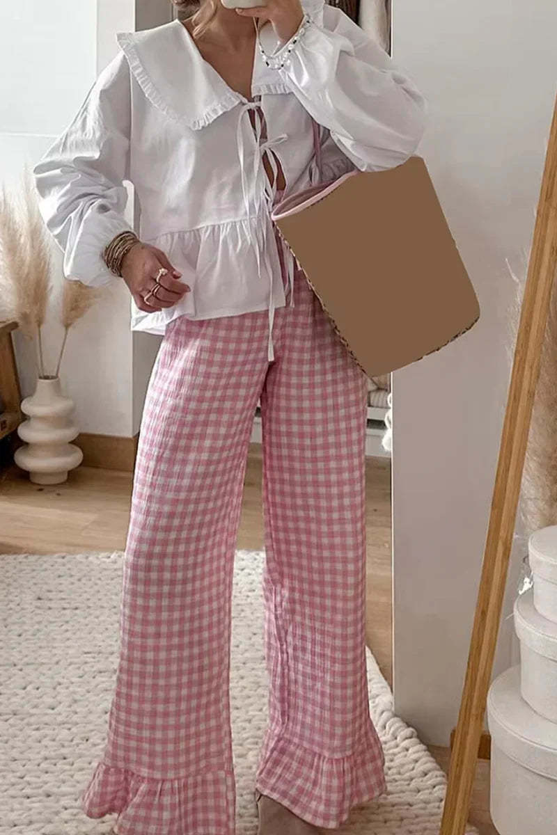 Peter Pan Collar Blouse with Ties-ROVOLE