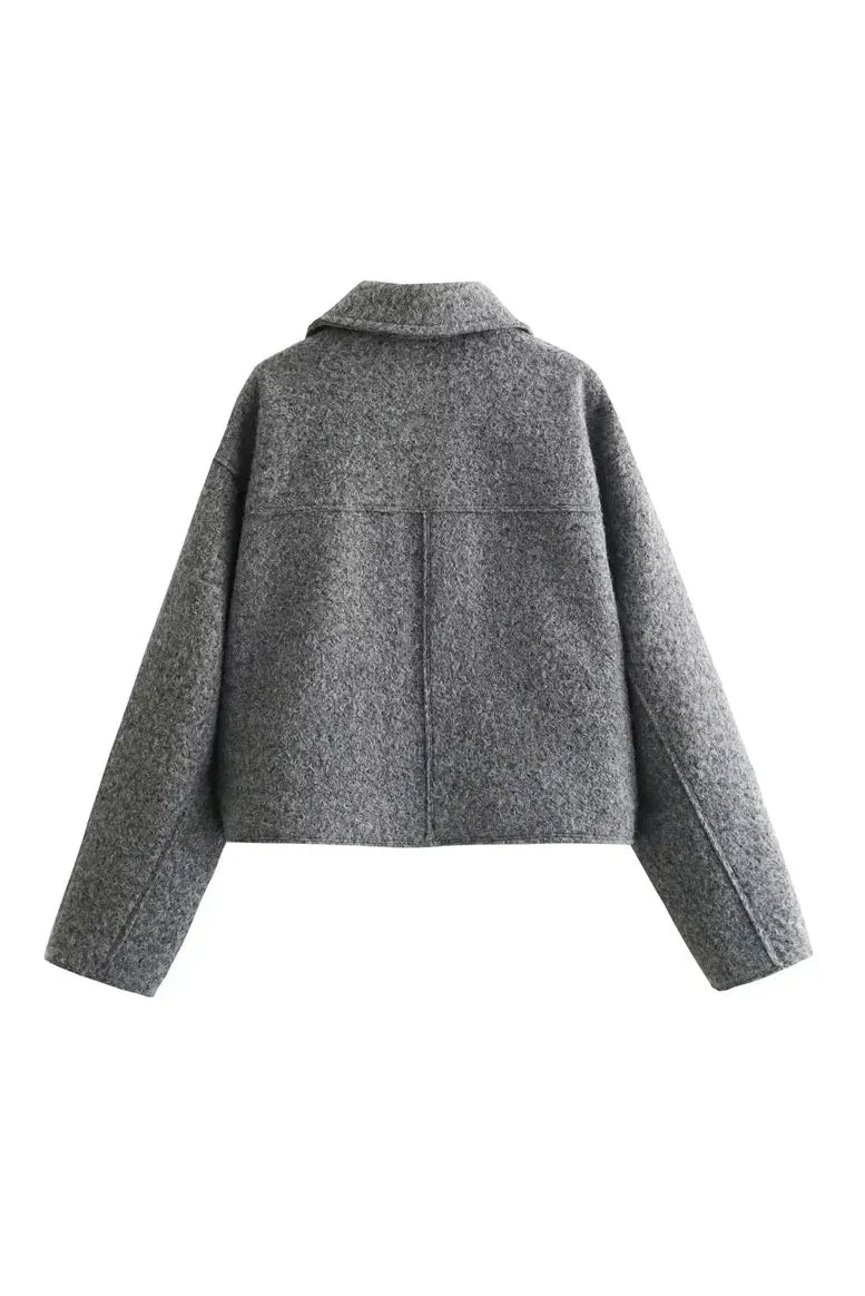 Cropped Jacket - GRAY-ROVOLE