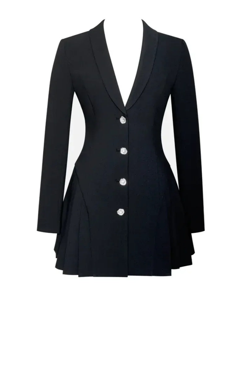 Ria Black Blazer Mini Dress-ROVOLE