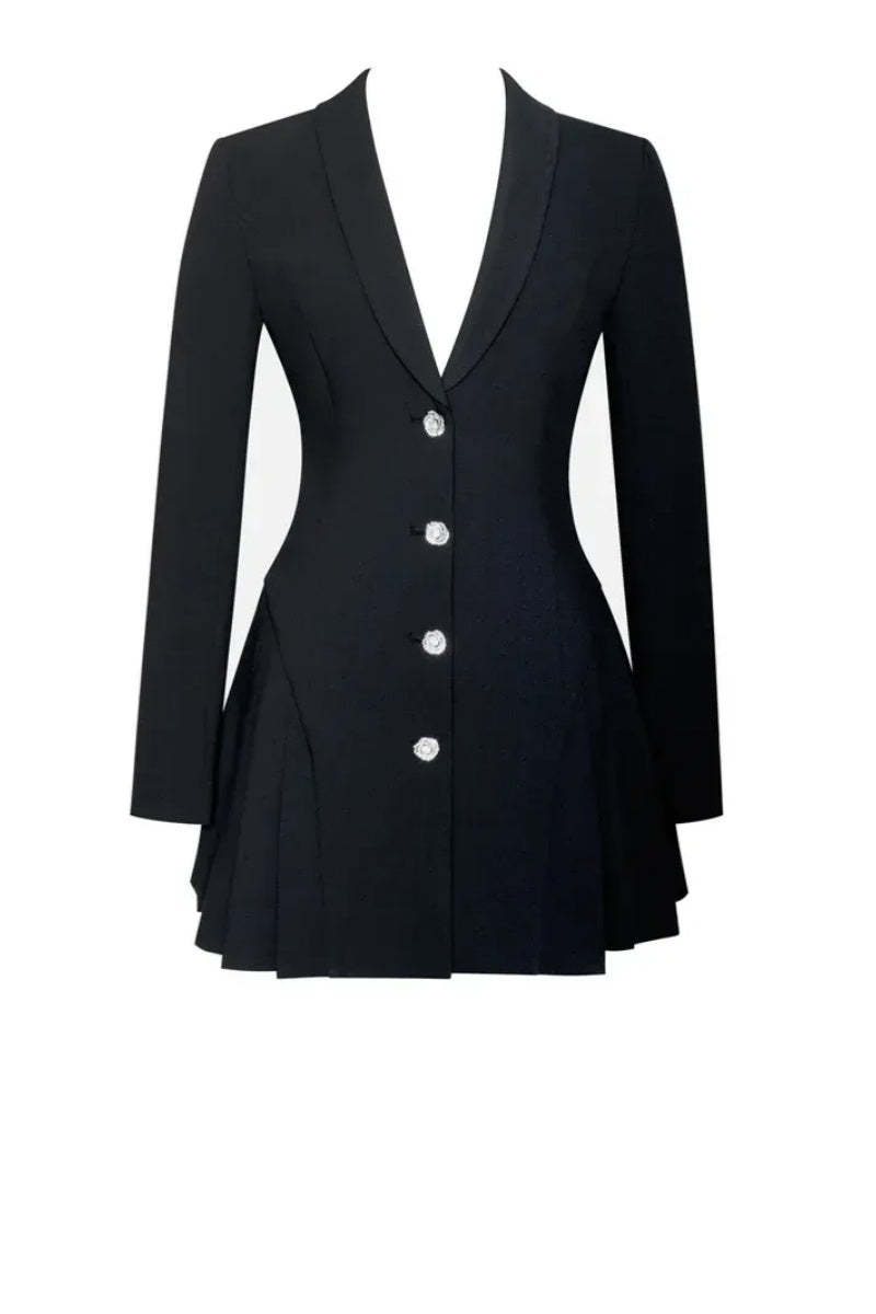 Ria Black Blazer Mini Dress-ROVOLE