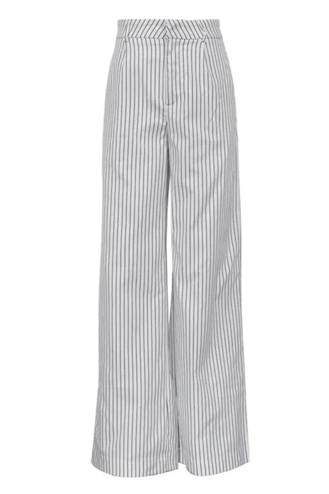 Striped Pockets Wide Leg Pants Without Belt-ROVOLE