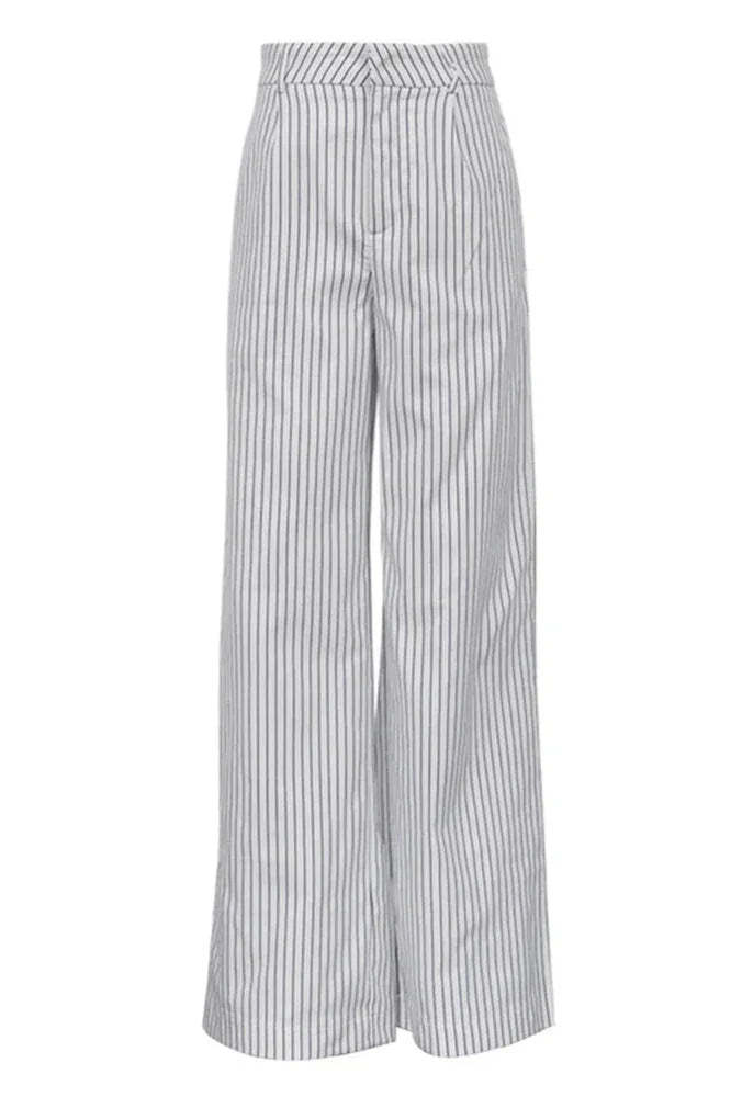 Striped Pockets Wide Leg Pants Without Belt-ROVOLE