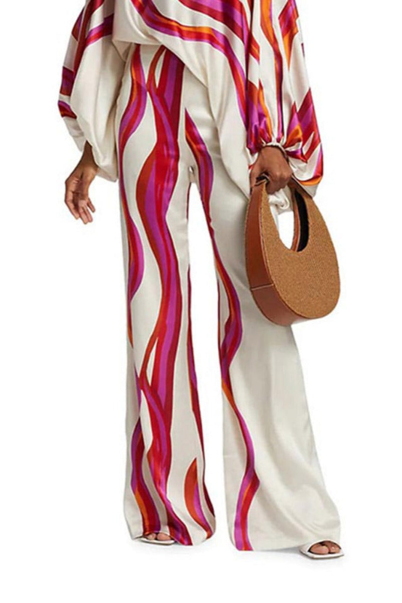 Abstract Waves Two-Piece Set - Fuschia-ROVOLE