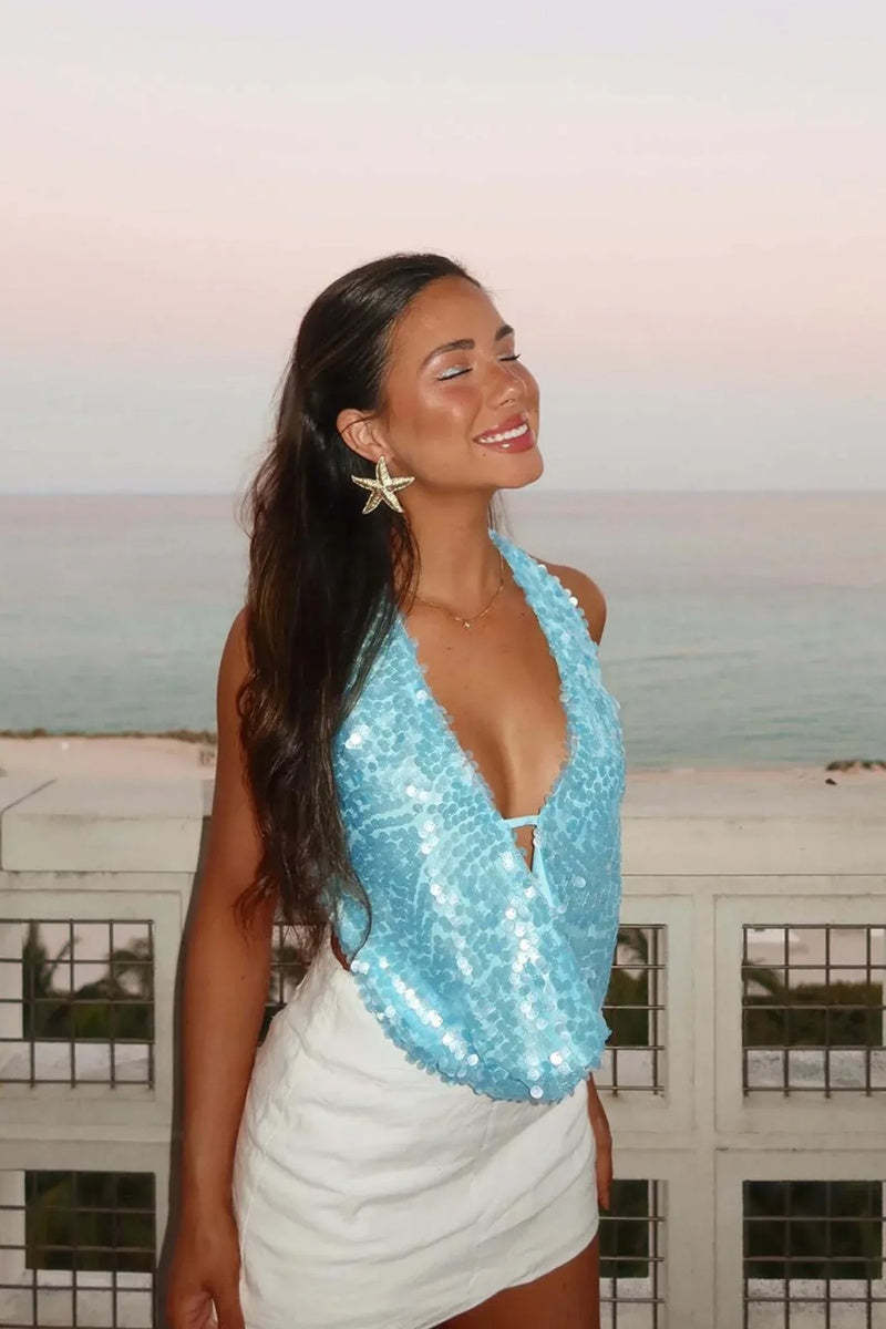 Festi Sequined Sky Top-ROVOLE
