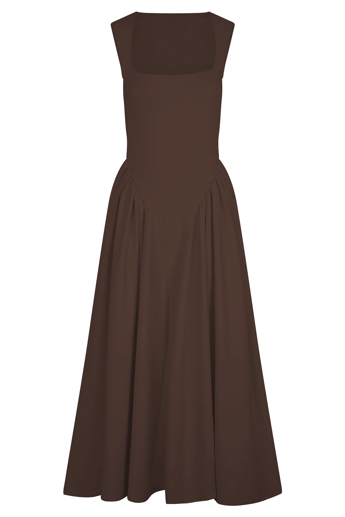 SHARON Midi Dress - Cacao Brown-ROVOLE