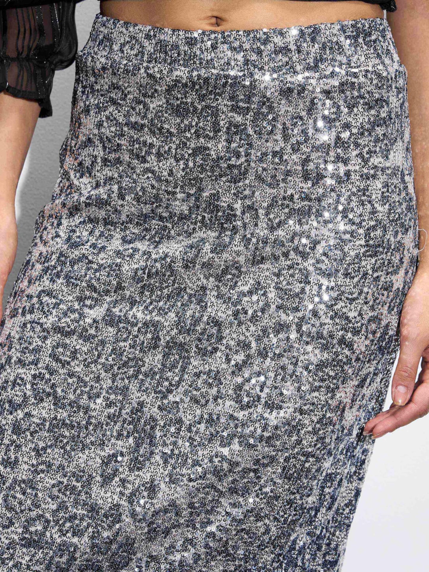 Midnight Sheer Leopard Skirt & Knit Top Set