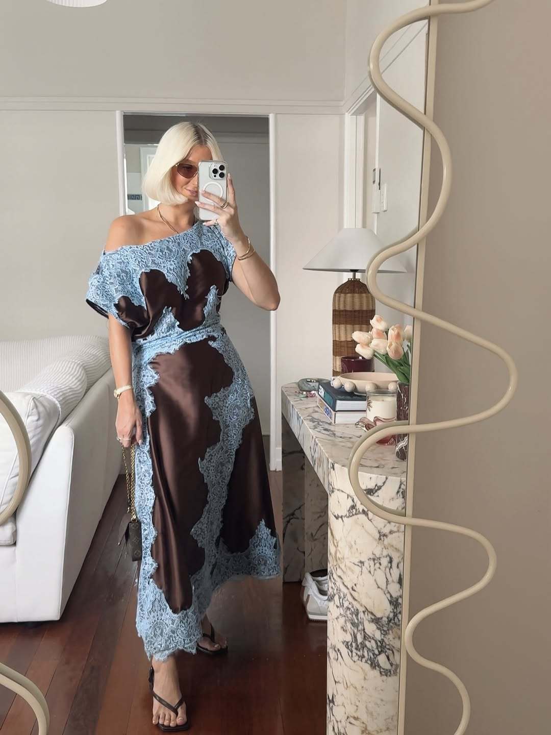 Azure Whisper Satin Dress