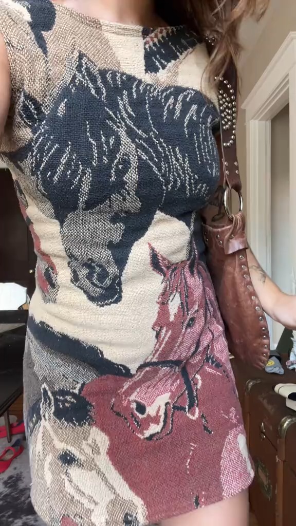Wild Spirit Retro Horse Print Mini Dress
