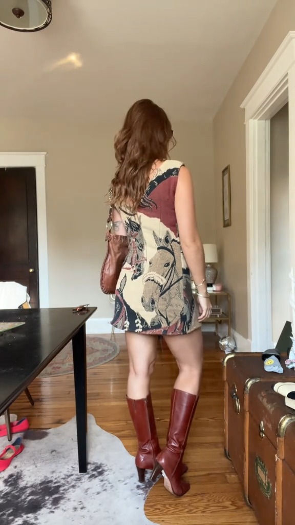 Wild Spirit Retro Horse Print Mini Dress