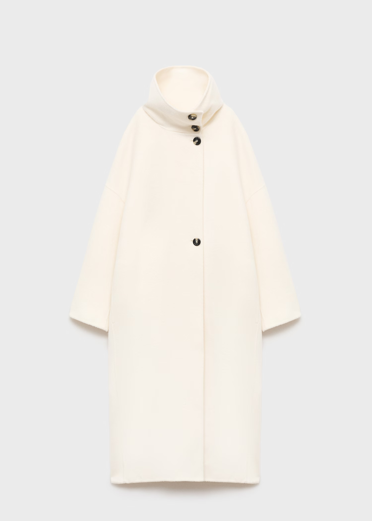 Wool funnel-neck coat