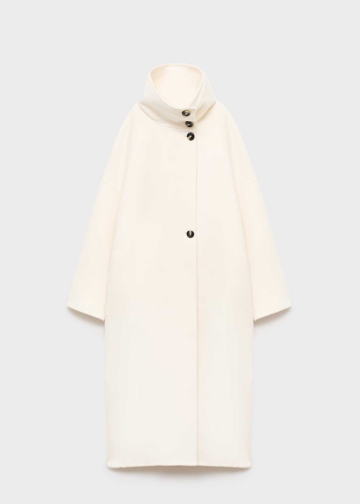 Wool funnel-neck coat