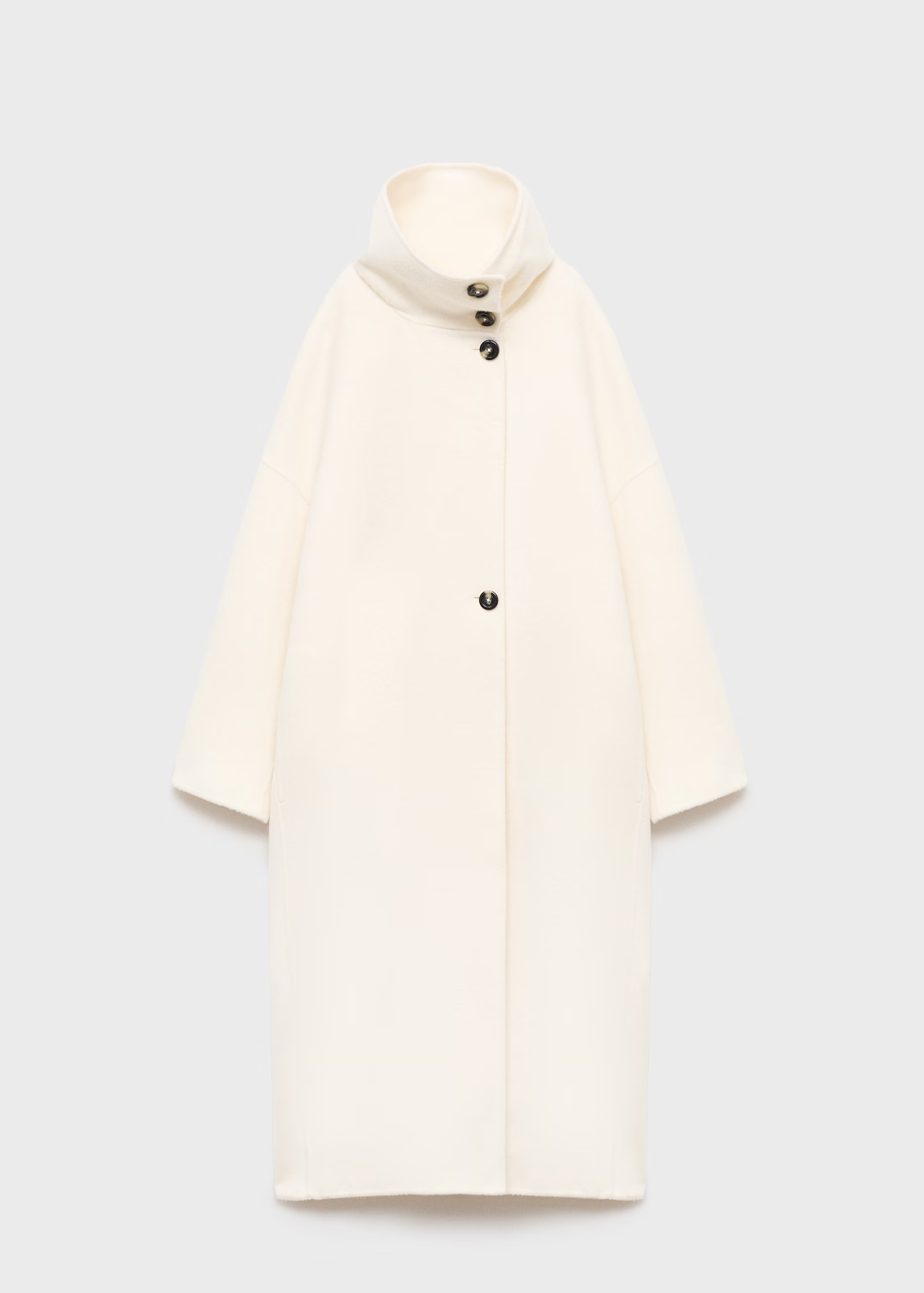 Wool funnel-neck coat