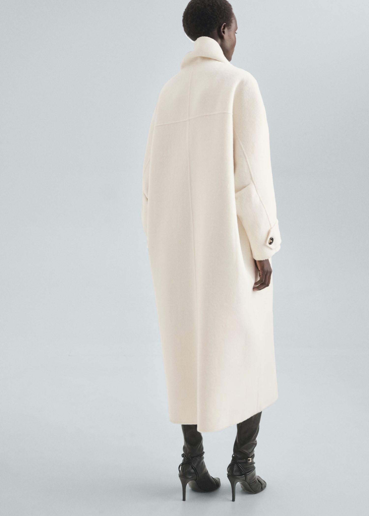 Wool funnel-neck coat
