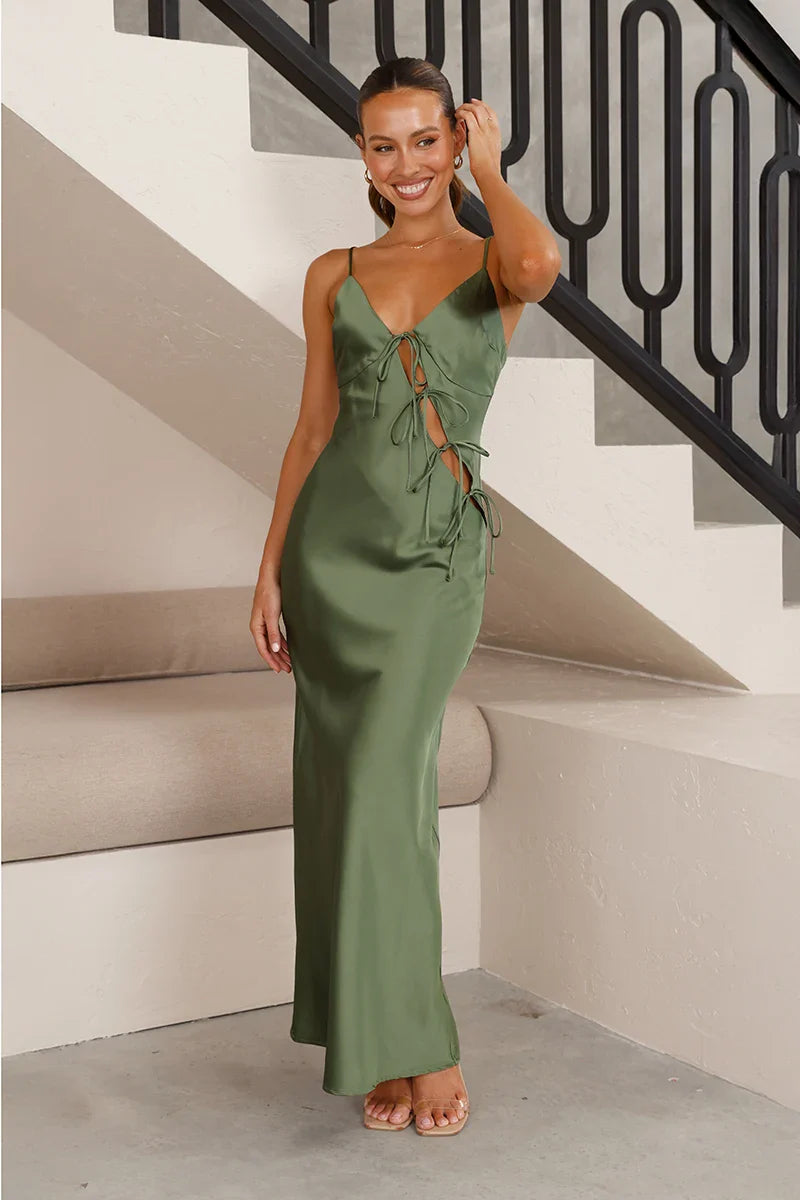 Isadora Maxi Dress - Olive-ROVOLE
