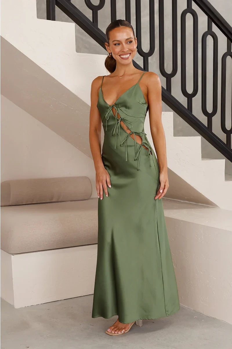 Isadora Maxi Dress - Olive-ROVOLE