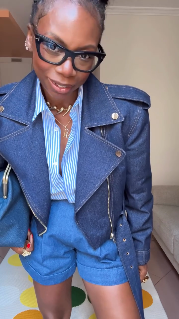 Blue Denim Moto Jacket-ROVOLE