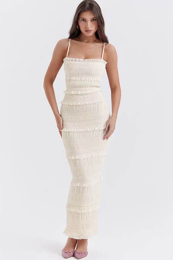 Orchid Plisse Trimed Slip Maxi Dress-ROVOLE