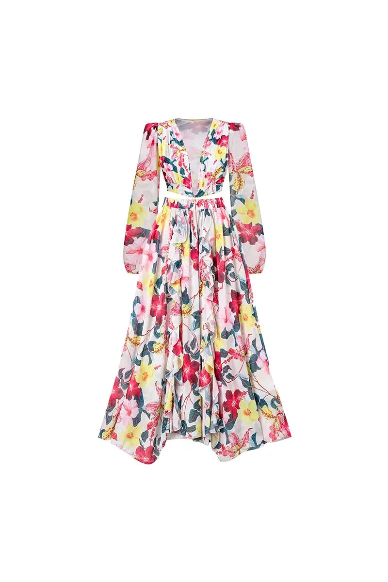 3D Floral Cutout Swimsuit One Piece Set-ROVOLE