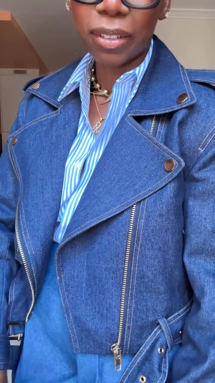 Blue Denim Moto Jacket-ROVOLE